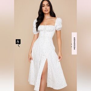 House of CB Tallulah White Floral Puff Dress.